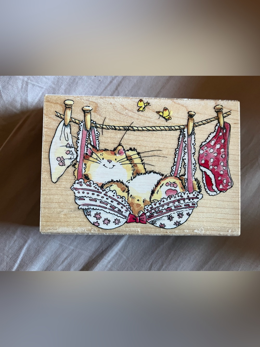 Cat in Bra“Uplifting Occasion” #1738K Penny Black, Margaret Sherry, Rubber Stamp